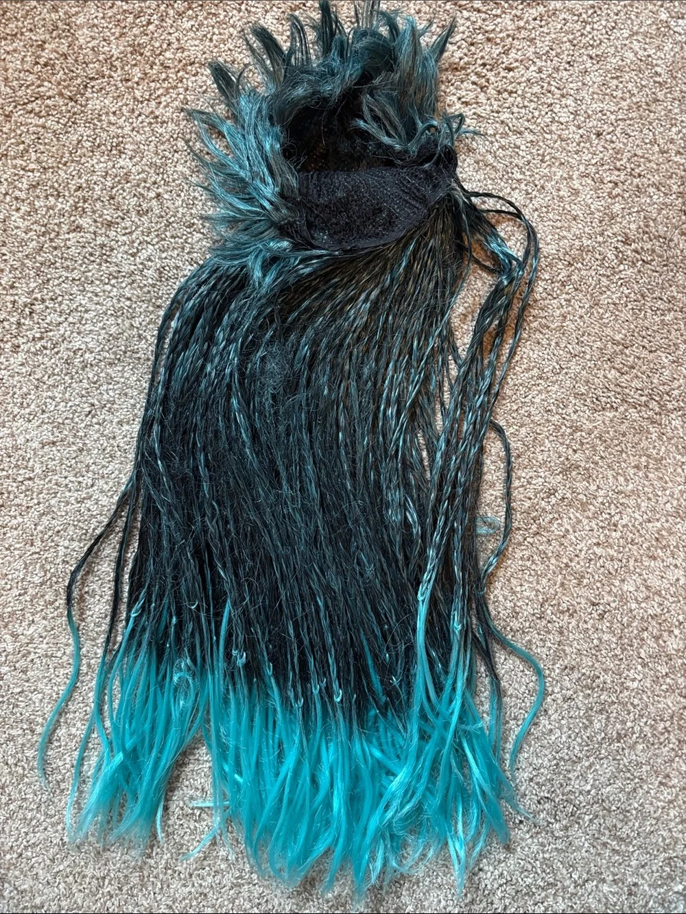 Black to Teal Ombre Synthetic Hair Wig - Halloween, Costume, Party Wig